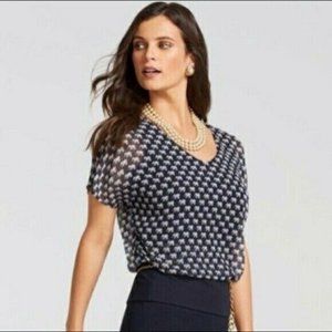 Cabi Elephant Parade Slit Back Navy Top Sz. XL